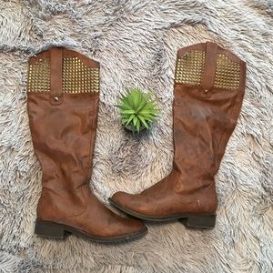 Studded brown boots